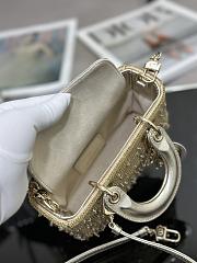 Bagsaaa Dior LAdy D-Joy Gold-Tone Satin with Gradient Bead Embroidery - 16 x 9 x 5 cm - 6