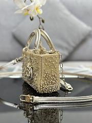Bagsaaa Dior LAdy D-Joy Gold-Tone Satin with Gradient Bead Embroidery - 16 x 9 x 5 cm - 5