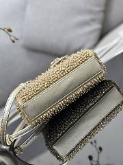 Bagsaaa Dior LAdy D-Joy Gold-Tone Satin with Gradient Bead Embroidery - 16 x 9 x 5 cm - 4