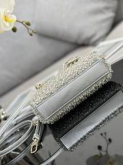 	 Bagsaaa Dior LAdy D-Joy Silver-Tone Satin with Gradient Bead Embroidery - 16 x 9 x 5 cm - 5