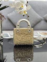 Bagsaaa Dior Lady Micro Gold-Tone Satin with Gradient Bead Embroidery 12 x 10.2 x 5cm - 5