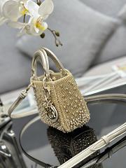 Bagsaaa Dior Lady Micro Gold-Tone Satin with Gradient Bead Embroidery 12 x 10.2 x 5cm - 4