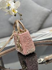 	 Bagsaaa Dior Lady Micro Pink-Tone Satin with Gradient Bead Embroidery 12 x 10.2 x 5cm - 6