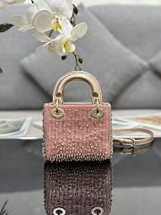 	 Bagsaaa Dior Lady Micro Pink-Tone Satin with Gradient Bead Embroidery 12 x 10.2 x 5cm - 4