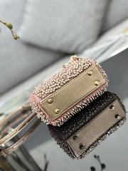 	 Bagsaaa Dior Lady Micro Pink-Tone Satin with Gradient Bead Embroidery 12 x 10.2 x 5cm - 2