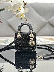 	 Bagsaaa Dior Lady Micro Black-Tone Satin with Gradient Bead Embroidery 12 x 10.2 x 5cm - 1