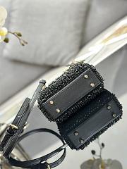 	 Bagsaaa Dior Lady Micro Black-Tone Satin with Gradient Bead Embroidery 12 x 10.2 x 5cm - 5