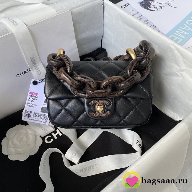 Bagsaaa Chanel Flap Bag With Wooden Strap - 11X18X7cm - 1