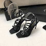 Bagsaaa YSL Jerry embellished satin black sandals - 1