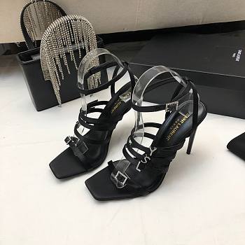 Bagsaaa YSL Jerry embellished satin black sandals