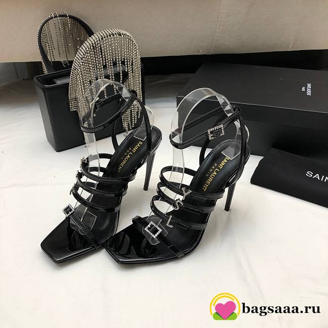 	 Bagsaaa YSL Jerry embellished patent black sandals - 1