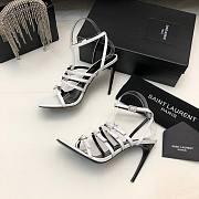 	 Bagsaaa YSL Jerry embellished patent white sandals - 5