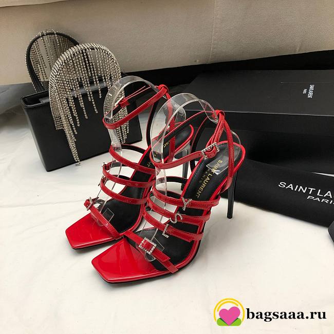 	 Bagsaaa YSL Jerry embellished patent red sandals - 1
