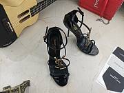 Bagsaaa YSL Cassandra 100 black patent leather sandals heels - 3