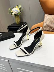 	 Bagsaaa YSL Opyum white leather sandals 8.5cm - 3