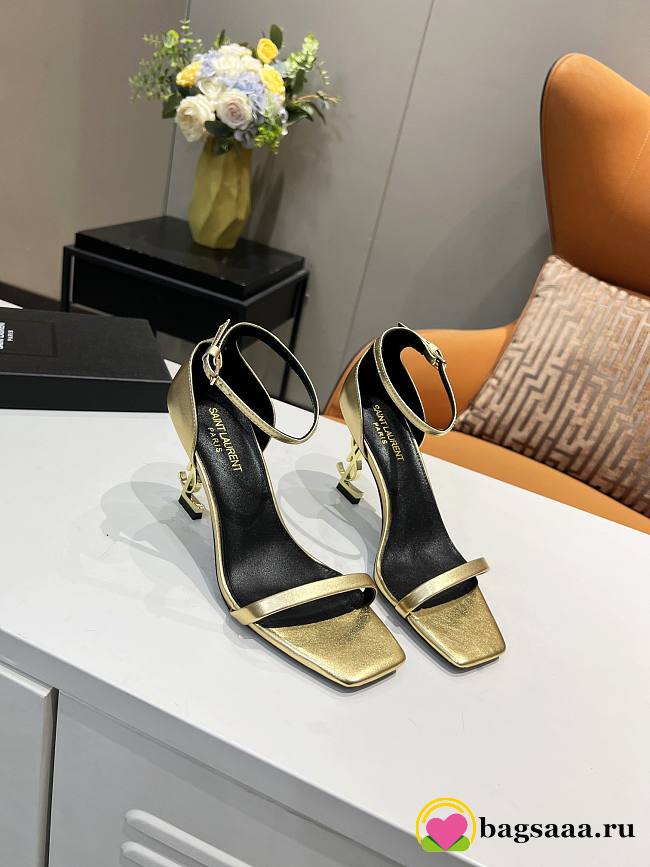 	 Bagsaaa YSL Opyum gold leather sandals 8.5cm - 1