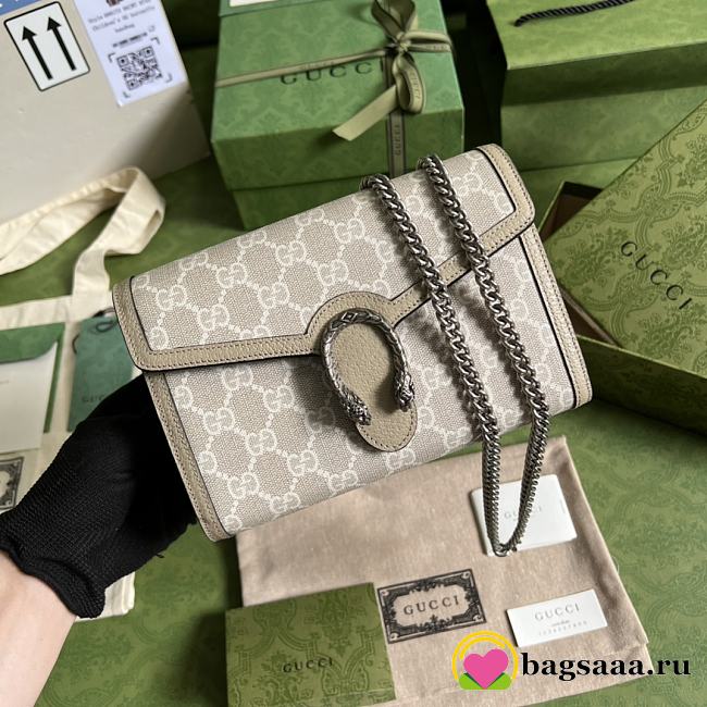 Bagsaaa Gucci Dionysus Chain Wallet Beige and white GG Supreme canvas - 1