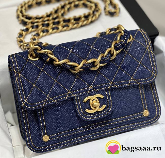 Bagsaaa Chanel Flap Denim Blue Bag - 19x14x5cm - 1