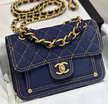 Bagsaaa Chanel Flap Denim Blue Bag - 19x14x5cm