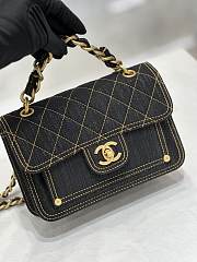 	 Bagsaaa Chanel Flap Denim Black Bag - 19x14x5cm - 2