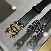 Bagsaaa Chanel  Metal and Leather Buckle Belt Black - 1
