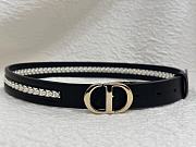 Bagsaaa Dior 30 MONTAIGNE BELT Black Smooth Calfskin and White Glass Pearls, 25 MM - 1