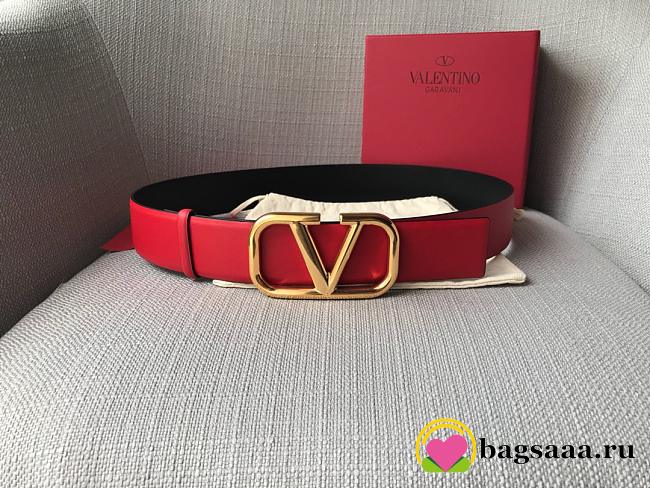 	 Bagsaaa Valentino VLogo Signature reversible belt red 4cm - 1