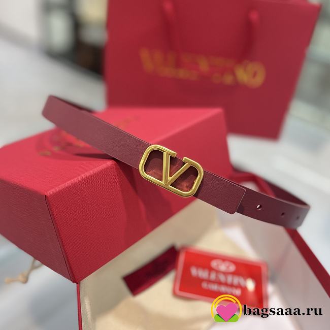 	 Bagsaaa Valentino VLogo Signature reversible belt burgundy 2cm - 1
