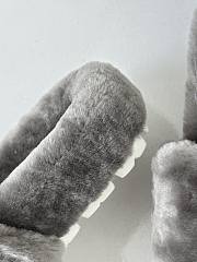 Bagsaaa Prada Fur Leather Grey Slides  - 2