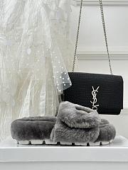 Bagsaaa Prada Fur Leather Grey Slides  - 5