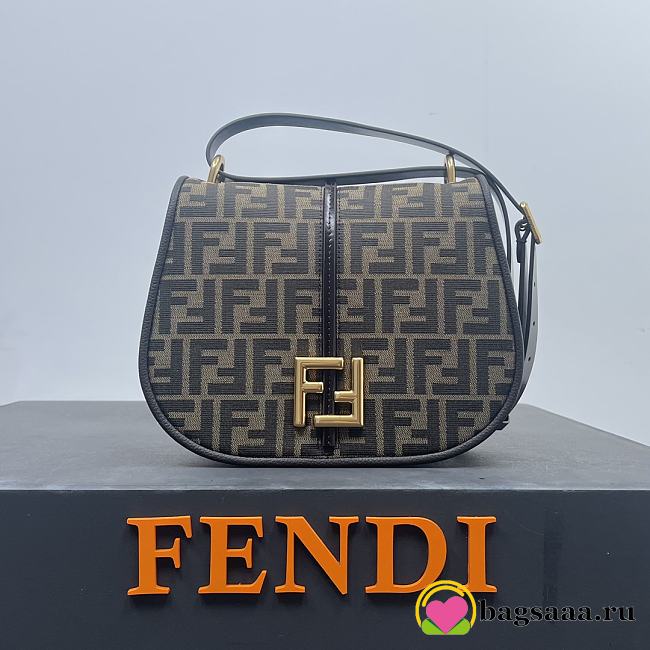 Bagsaaa Fendi Cmon Brown FF jacquard fabric and leather bag - 25x20x7cm - 1