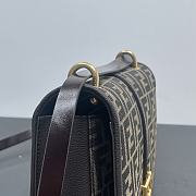 Bagsaaa Fendi Cmon Brown FF jacquard fabric and leather bag - 25x20x7cm - 3