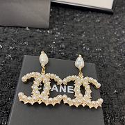 Bagsaaa Chanel Crytal Pearl Gold Earrings  - 2