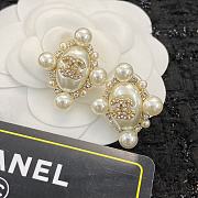 Bagsaaa Chanel Stud Earrings Pearl & Crystal Gold  - 2