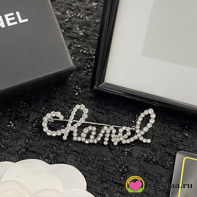 Bagsaaa Chanel Crystal Silver Brooch - 1