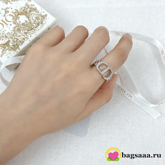 Bagsaaa Dior Crystal Silver Ring  - 1