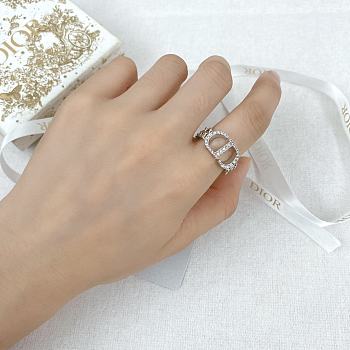 Bagsaaa Dior Crystal Silver Ring 