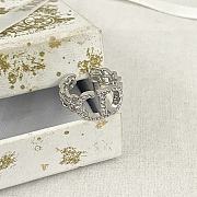 Bagsaaa Dior Crystal Silver Ring  - 3
