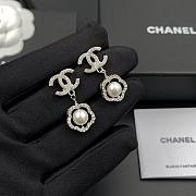 Bagsaaa Chanel Pearl Silver Drop Earrings - 3