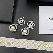 Bagsaaa Chanel Pearl Silver Drop Earrings - 2