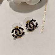Chanel Black CC Logo Stud Earrings - 1