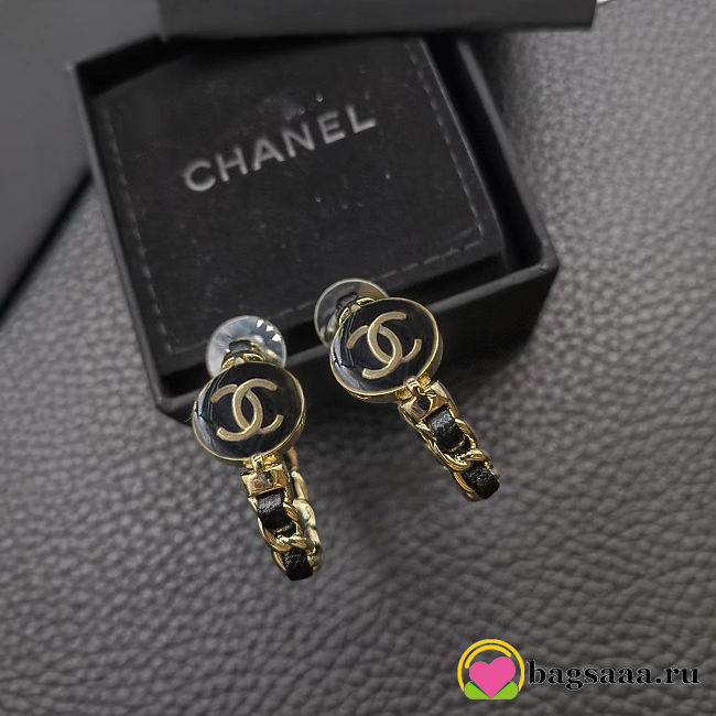 Bagsaaa Chanel Black Hoop Earrings - 1