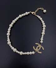 Bagsaaa Chanel Pearl and CC Gold Logo Necklace - 1