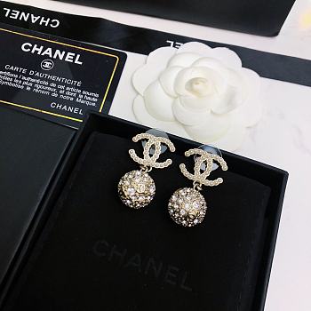 Bagsaaa Chanel Crystal Ball Drop Earrings