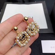 Bagsaaa Gucci Pearl Gold Square Drop Earrings - 1