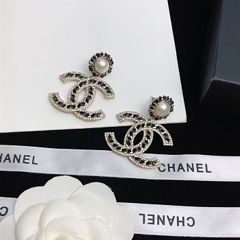 Bagsaaa Chanel Black CC Logo Drop Earrings