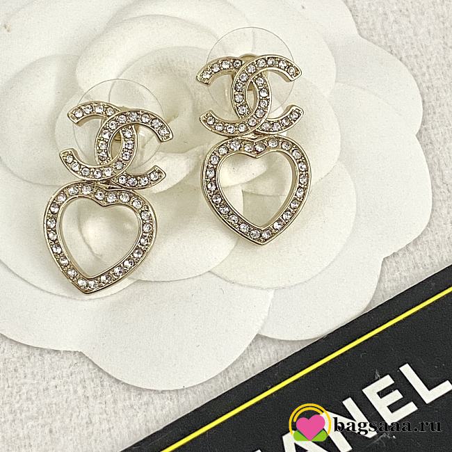 Bagsaaa Chanel Heart and CC Logo Fdrop Earrings - 1