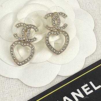 Bagsaaa Chanel Heart and CC Logo Fdrop Earrings