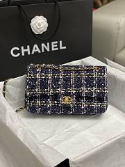 Bagsaaa Chanel Tweed Flap Bag Blue, Gold and White - 25cm - 1