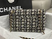 	 Bagsaaa Chanel Tweed Flap Bag Black, Blue and Cream - 25cm - 3